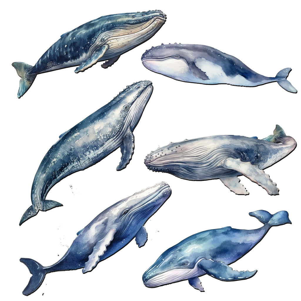 Coastal Giants Humpback Whales Decorative Eco Wood Magnets Set of 6 by G. Debrekht - Wildlife Decor - 8090103G-S6