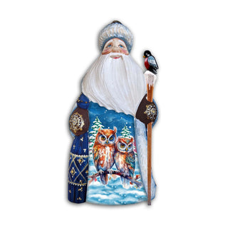 Couple of Owls Santa Hand-Painted WOODCARVED Masterpiece Figurine by G. DeBrekht - Christmas Decor - 8215953