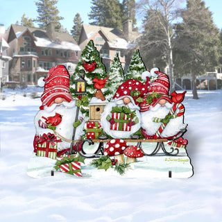 Christmas Gnomes Outdoor Decor by Susan Winget - Christmas Santa and Snowman Decor - 8471109F-SW