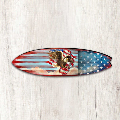 Patriotic American Flag Surfboard Holiday Outdoor Decor Large Ornament by G. DeBrekht - American Christmas Decor - 8490108MS