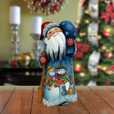 Snowman Santa Little Helpers Hand-Painted WOODCARVED Figurine by G. DeBrekht - Christmas Santa Snowman Decor - 821508-7