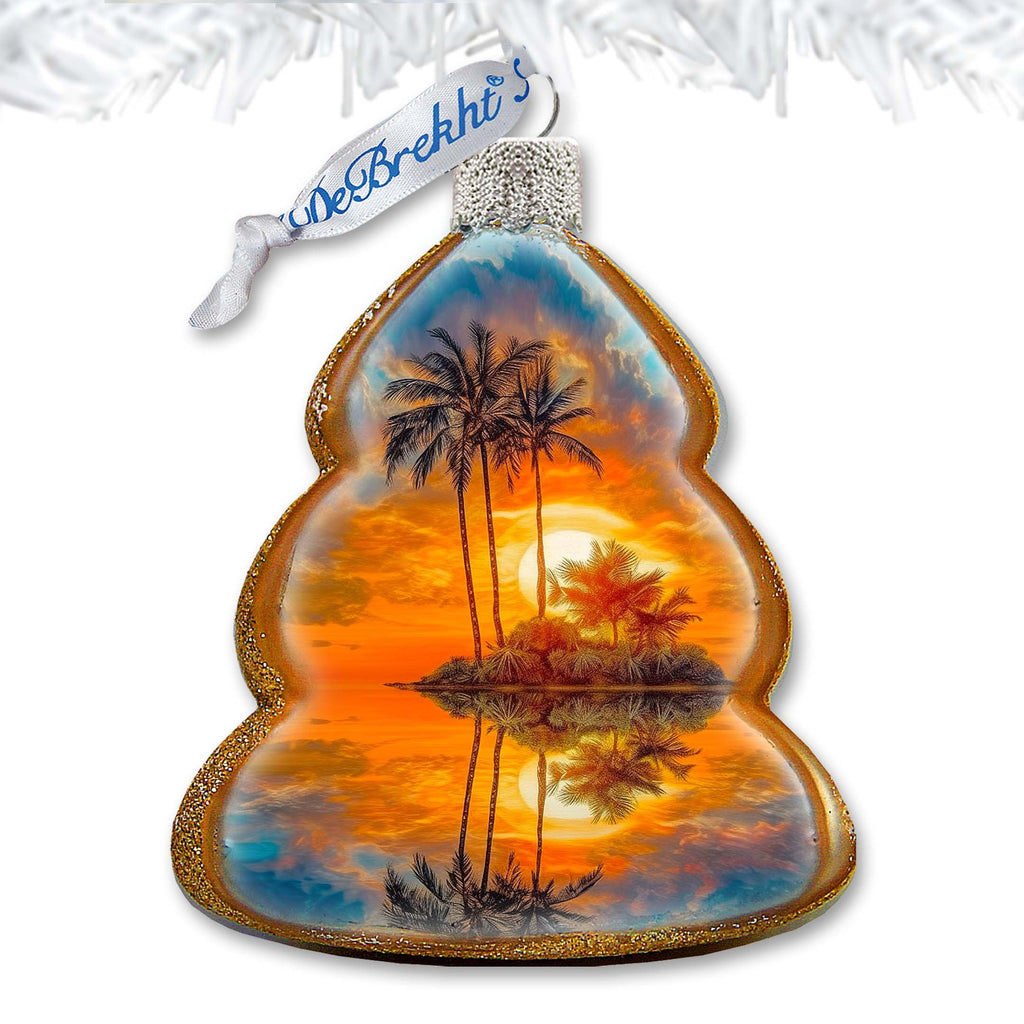 Nautical Christmas Ornaments - Sunset Keepsake Glass Ornaments by G. Debrekht - Christmas Decor - 777412