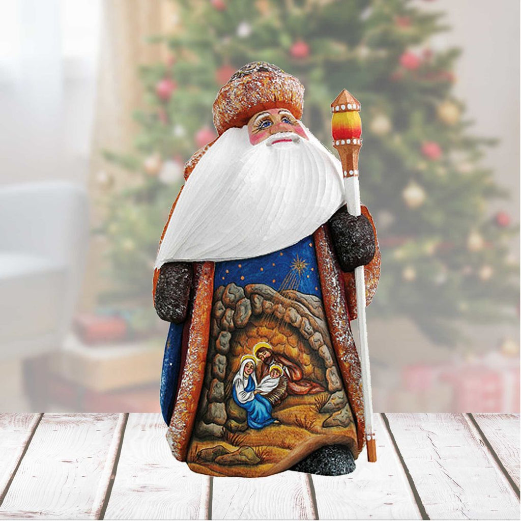 Upon a Clear Midnight Nativity Hand-Painted WOODCARVED Figurine by G. DeBrekht - Nativity Holiday Decor - 821460