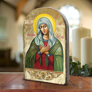 The Mother of God Tenderness Wooden Gold Plated Religious Orthodox Sacred Icon - Inspirational Icon Decor - 86012