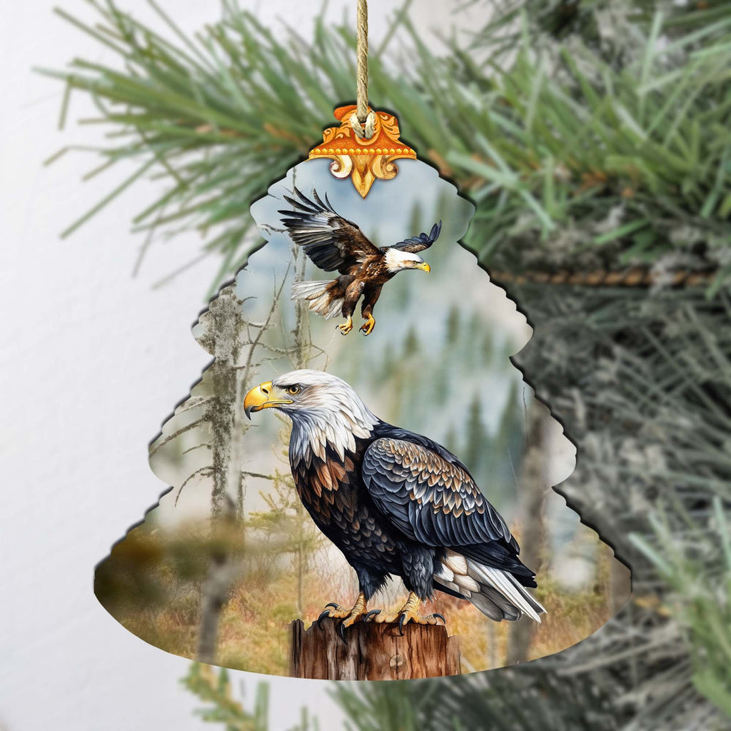 Alaskan Bald Eagles Tree Wooden Ornaments by G.Debrekht - Wildlife Holiday Decor - 870006