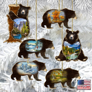 Bearly Friends Wooden Ornaments Set of 6 by G. DeBrekht - Wildlife Holiday Decor - 8198215-S6