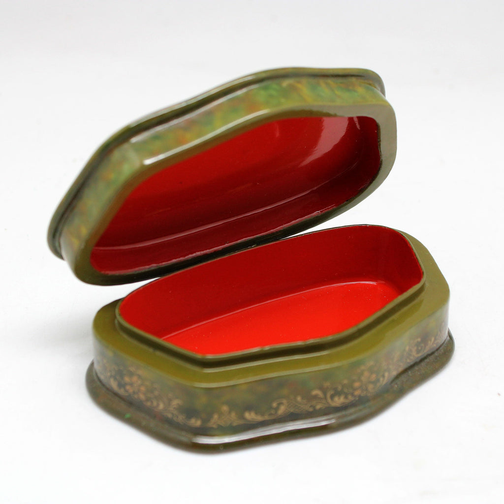 Handpainted One-of-a-Kind Papier Mache Lacquered Box 4 x 2.5 x 1.25