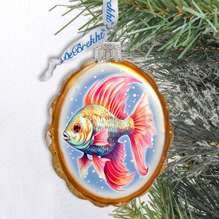 Coastal Decorations - Red Fins Fish Keepsake Glass Ornaments by G. Debrekht - Christmas Decor - 777408