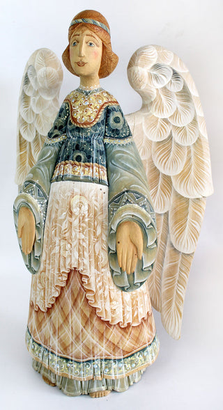 One-of-a-Kind Angel Hand-Painted WOODCARVED Hand Painted Figurine 20