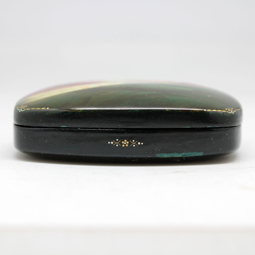 Handpainted One-of-a-Kind Papier Mache Lacquered Miniature Box 2.5 x 3 x 1