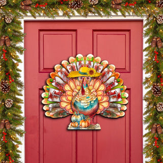 Thanksgiving Turkey Holiday Door Decor by G. Debrekht - Thanksgiving Halloween Decor - 8611055H