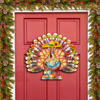 Thanksgiving Turkey Holiday Door Decor by G. Debrekht - Thanksgiving Halloween Decor - 8611055H