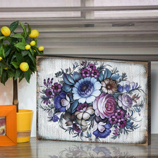 Floral Composition Rustic Wooden Wall Art by G. DeBrekht - Floral Ornamental Decor - 85101B