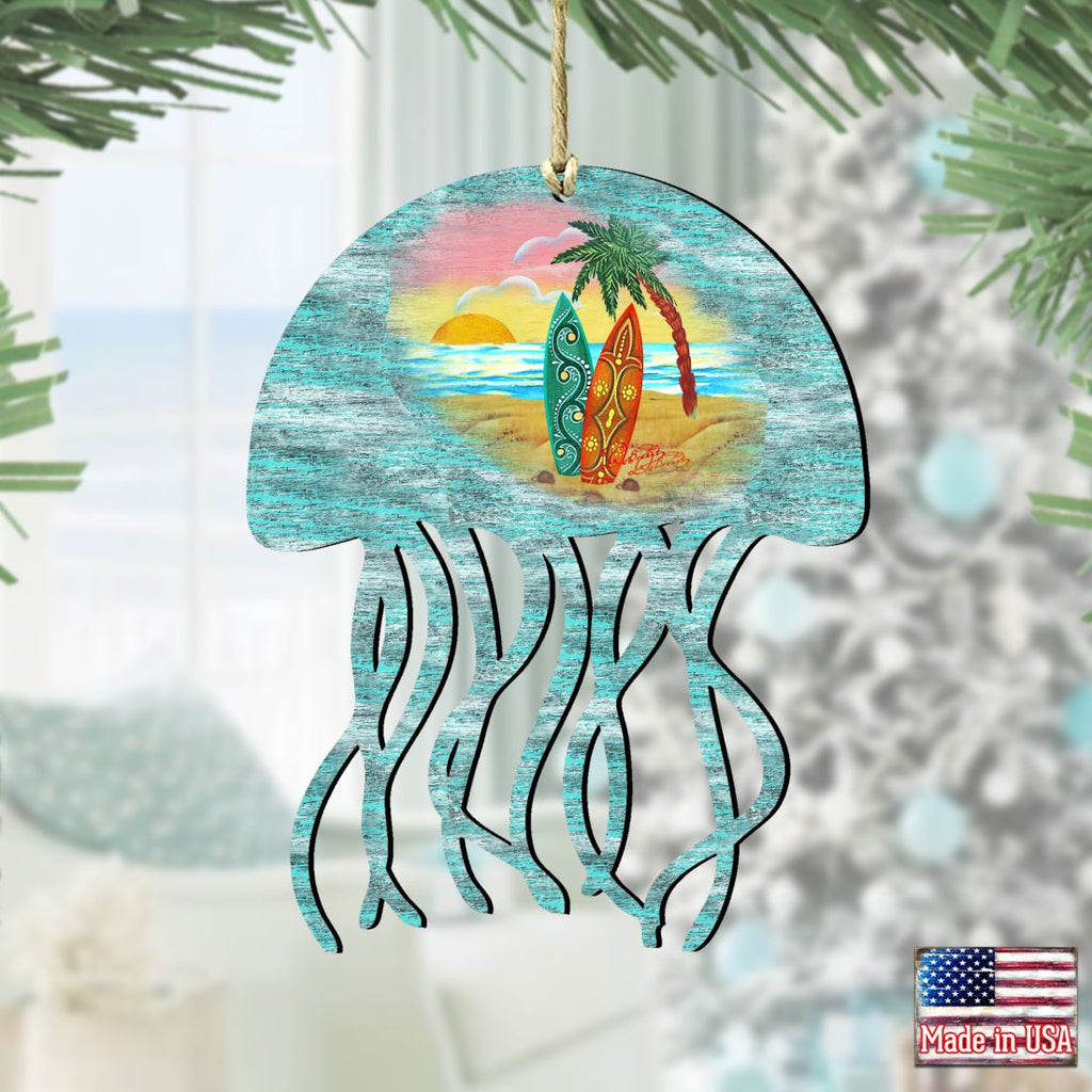 Jellyfish Wooden Ornaments by G. DeBrekht - Coastal Holiday Decor - 8198513