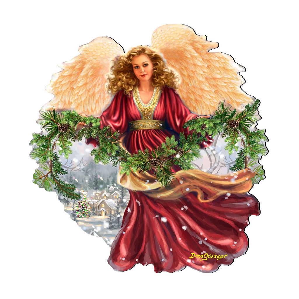 Snowfall Angel Holiday Door Decor by D. Gelsinger - Christmas Decor - 8461068H-DG