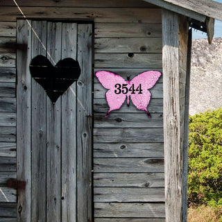 Butterfly Wooden Custom House Number Sign - Easter Spring Decor - Handcrafted Wooden Address Sign - MA98413