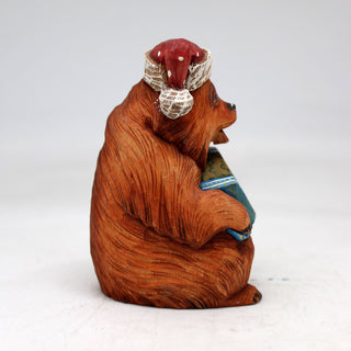 One-of-a-Kind Bear with Candy WOODCARVED Figurine 4x2.5x2