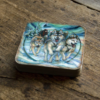 Northern Night Wooden Cork Coasters Gift Set of 4 by J. Bergsma - Wildlife Decor - 8199468C-S4