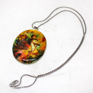 One-of-a-Kind Mother of Pearl Lacquered Miniature Jewelry Pendant 1.75 x 2