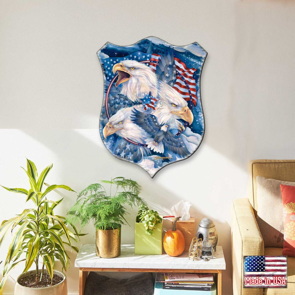 Allegiance Patriotic Eagles Wall Art by J. Bergsma - Wildlife Holiday Decor - 8591730W-JB