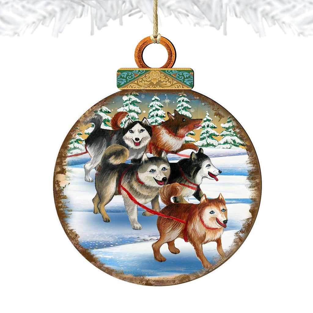 Husky Ball Wooden Ornaments by G. DeBrekht - Christmas Decor - 8025378