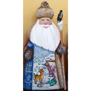 Playing Snowman Santa Hand-Painted WOODCARVED Masterpiece by G. DeBrekht - Christmas Santa Snowman Decor - 8215948