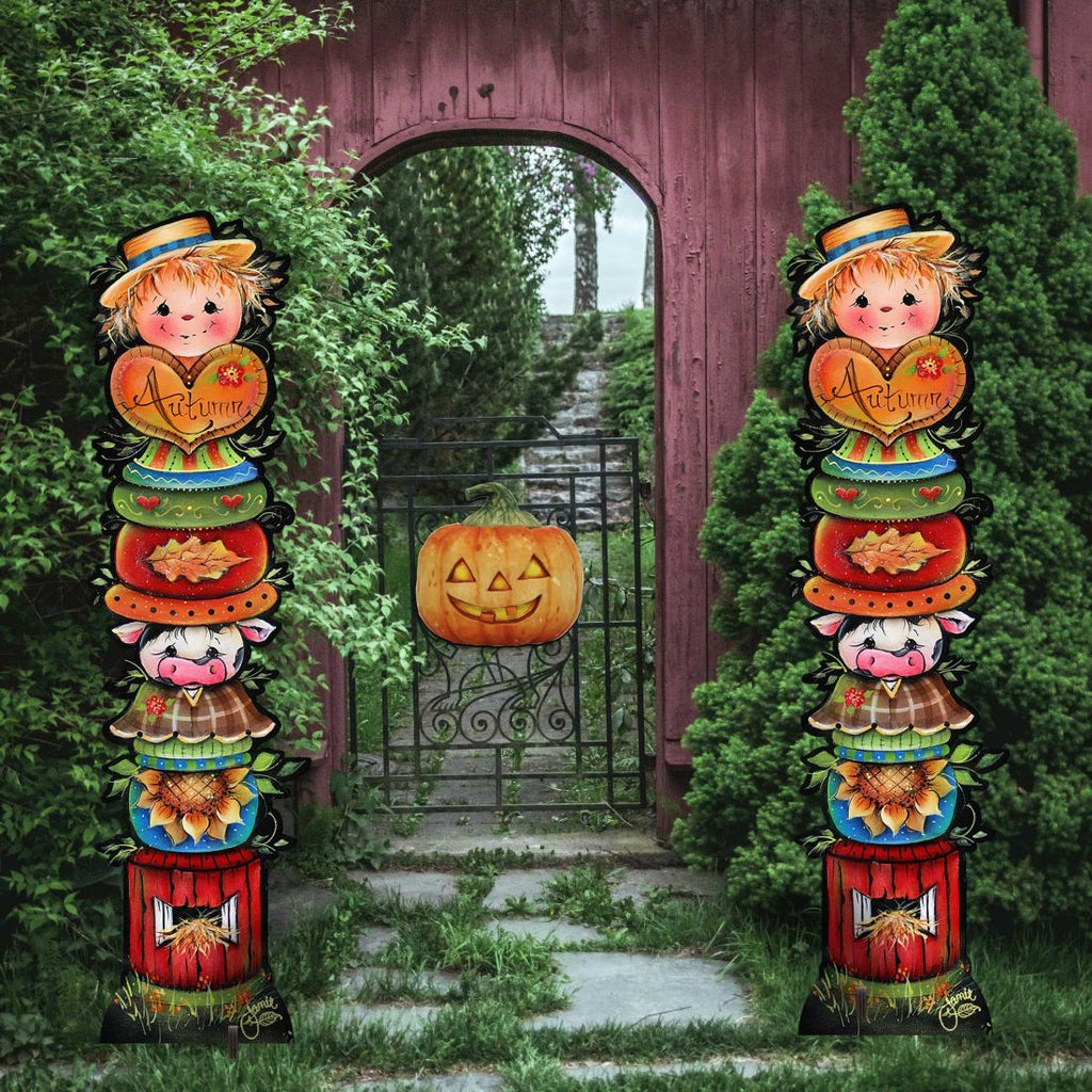 For the Love of Autumn Set of 2 Walkway Greeters Outdoor Decor by Jamie Mills-Price - Halloween Thanksgiving Decor - 8457804F-S2