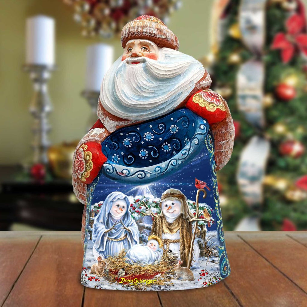 Snow Family Nativity Santa Hand-Painted WOODCARVED Figurine by D. Gelsinger - Nativity Holiday Decor - 242113-DG *** PRE-ORDER - Handmade Just for You! ***