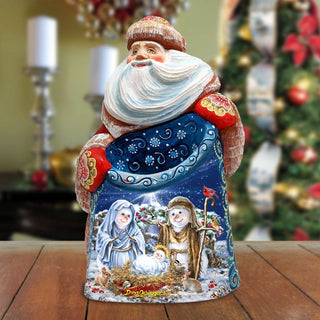 Snow Family Nativity Santa Hand-Painted WOODCARVED Figurine by D. Gelsinger - Nativity Holiday Decor - 242113-DG *** PRE-ORDER - Handmade Just for You! ***