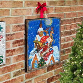 Special Delivery Santa Wooden Wall Art by G. DeBrekht - Christmas Santa Snowman Decor - 81215822B