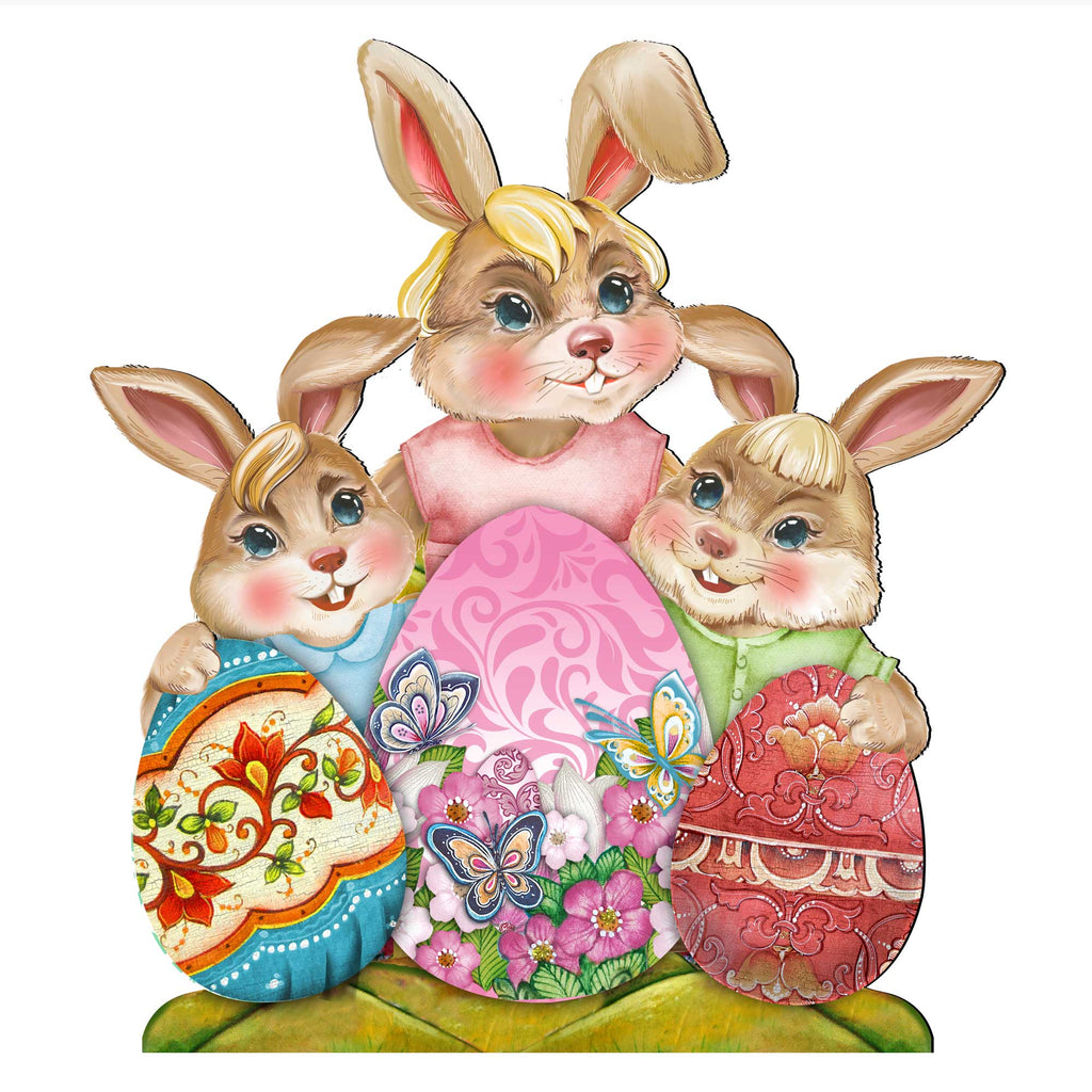 Bunny Drucker Family Easter Yard Sign by G. DeBrekht - Easter Spring Decor - 8154431F