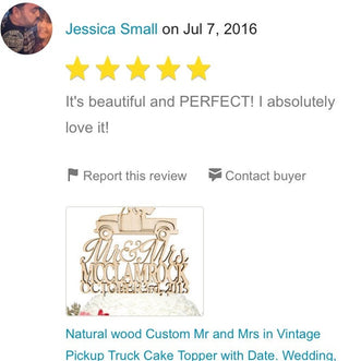 Wedding Cake Topper - Natural wood Custom Mr. and Mrs. in Vintage Pickup Truck Cake Topper with Date #94339