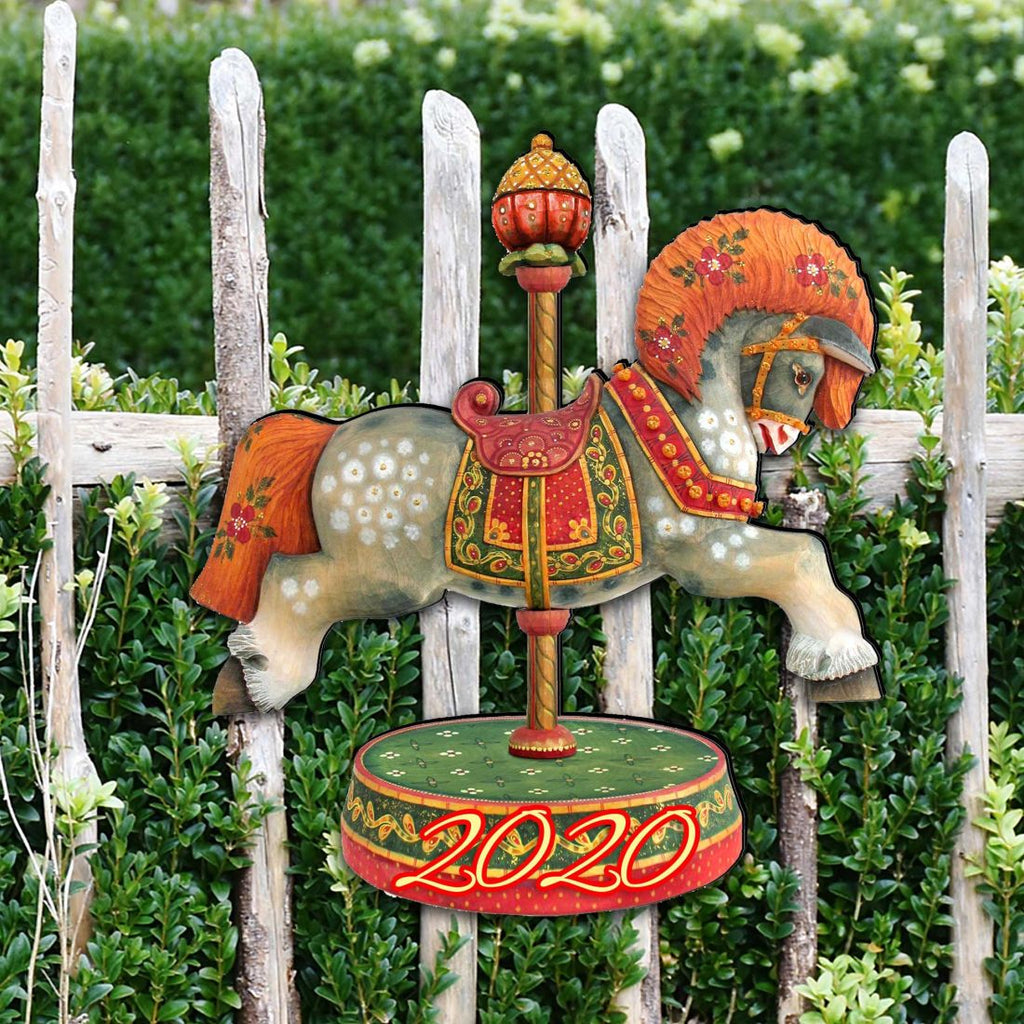 Carousel Horse Dated Holiday Outdoor Decor Large Ornament by G. DeBrekht - Carousel Holiday Decor - 8114041-2M-D