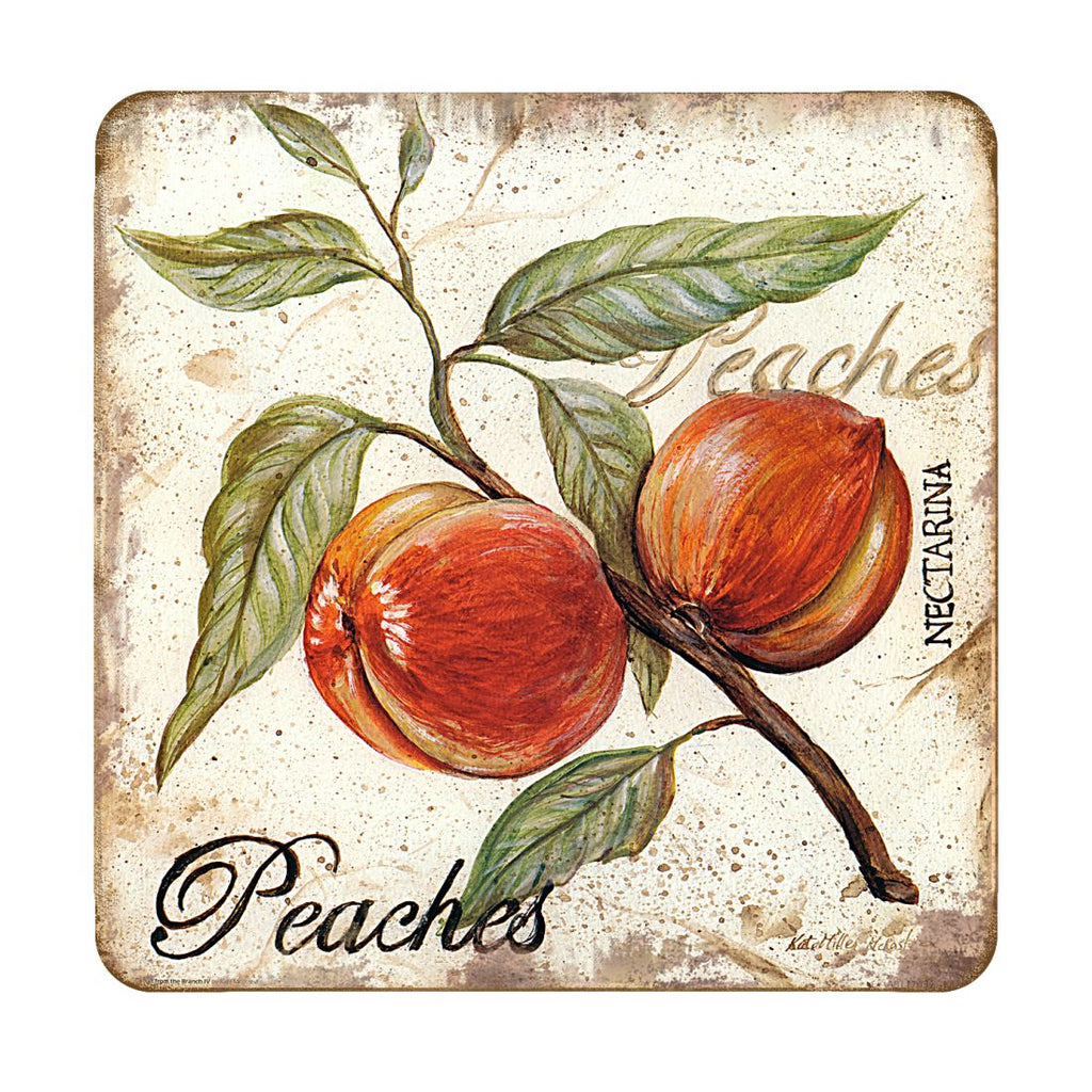 Peaches Wooden Cork Coasters Gift Set of 4 by Nature Wonders - Nature Wildlife Decor - 8198632C-S4