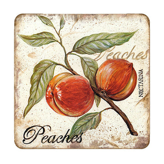 Peaches Wooden Cork Coasters Gift Set of 4 by Nature Wonders - Nature Wildlife Decor - 8198632C-S4