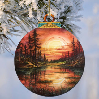 Red Sunset in Alaska Wooden Ornaments by G.Debrekht - Wildlife Holiday Decor - 870077