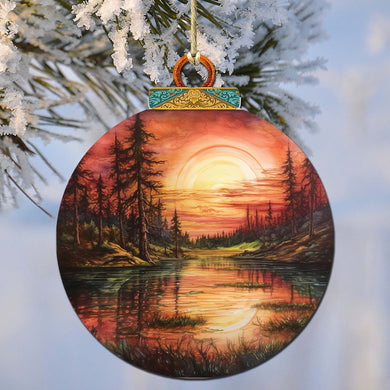 Red Sunset in Alaska Wooden Ornaments by G.Debrekht - Wildlife Holiday Decor - 870077