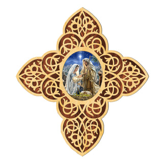 Holy Family Filigree Wooden Cross by D. Gelsinger - Inspirational Icon Decor - 88483-DG