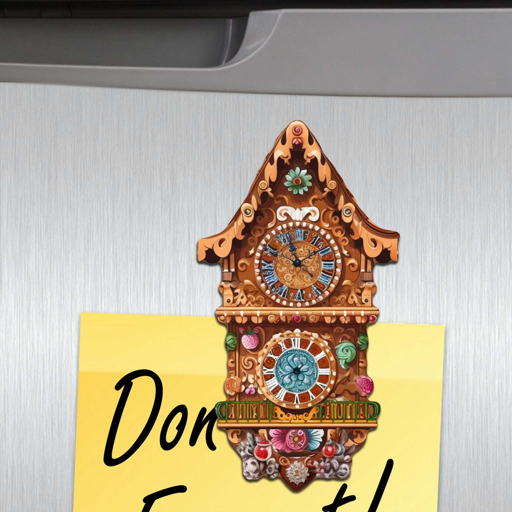 Miniature clock Decorative Eco Wood Magnets Set of 6 by G. Debrekht - Christmas Decor - 8090020G-S6