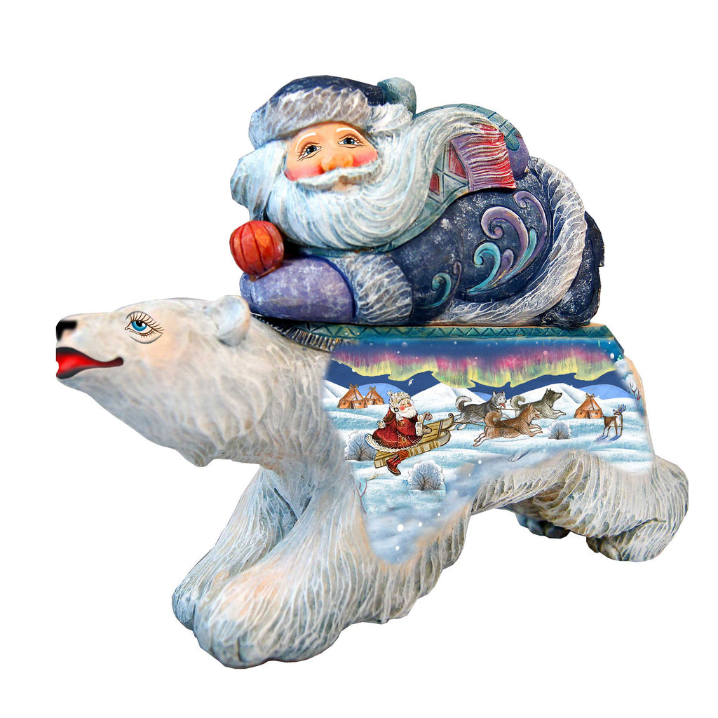 Polar Express Santa Surprise Box Handcrafted Christmas Figurine G. DeBrekht Reserve - Christmas Santa Snowman Decor - 511473