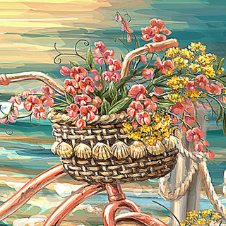 Bicycle by The Sea Wooden Coastal Wall Art by D. Gelsinger - Coastal Holiday Decor - 95651B-1555