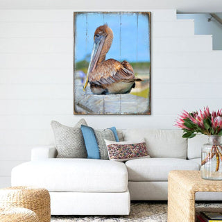 Spengler Pelican Wooden Coastal Wall Art by Nature Wonders - Coastal Sea-Life Decor - 95325B