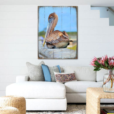 Spengler Pelican Wooden Coastal Wall Art by Nature Wonders - Coastal Sea-Life Decor - 95325B