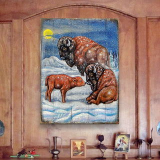 Buffalos Art Wooden Wall Art by Nature Wonders - Nature Wildlife Decor - 95217B