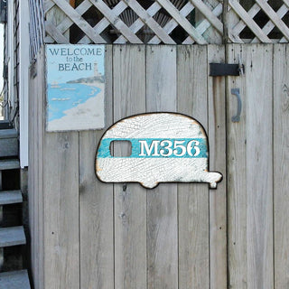 Camper Wooden Custom House Number Sign - Love Family Kids Decor - Handcrafted Wooden Address Sign - MA98431
