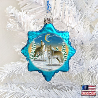 Wolves in The Winter Moon Mercury Glass Ornament by G. DeBrekht - Wildlife Holiday Decor - 771011