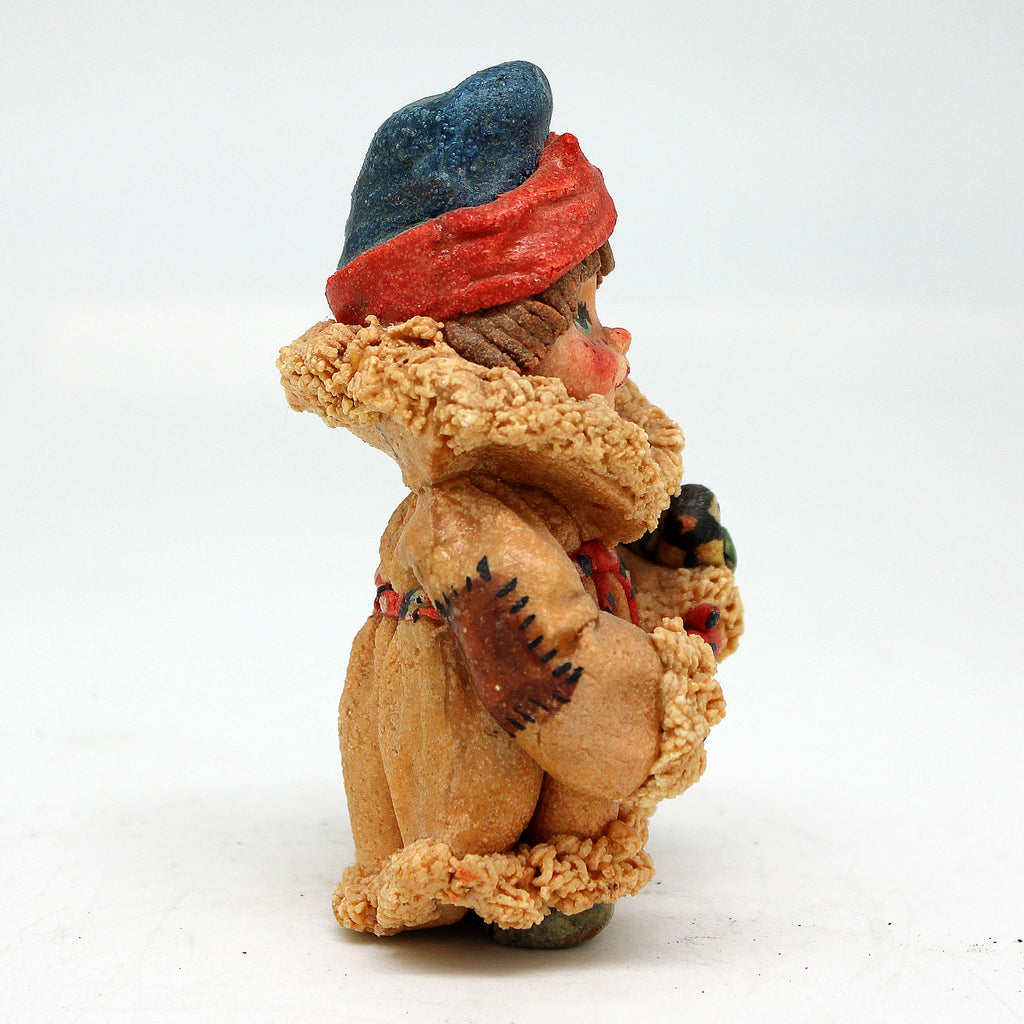 One-of-a-Kind Little Boy with a Bird - Handmade Clay Figurine - Unique Gift- Folk Art Collectibles Handcrafted Treasures