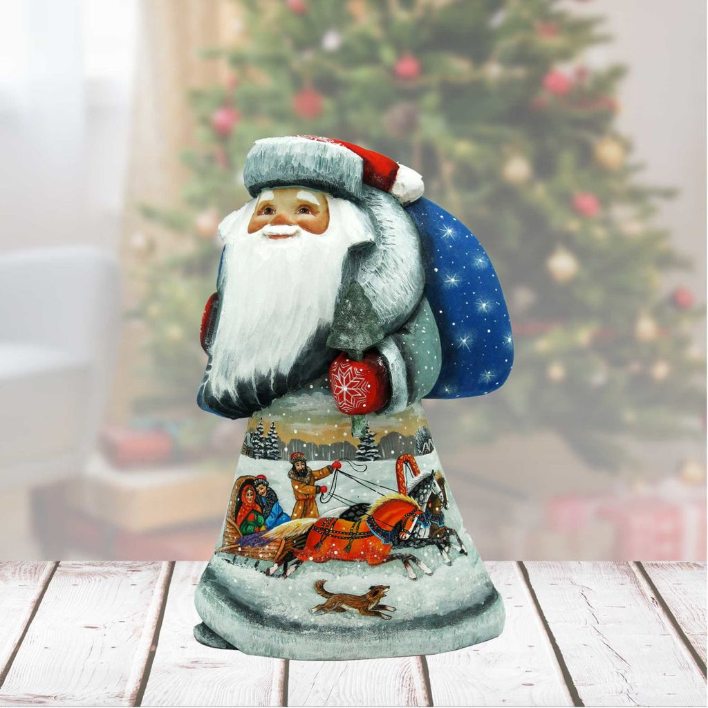 Sleigh Ride Santa Hand-Painted WOODCARVED Masterpiece by G. DeBrekht - Christmas Decor - 821463