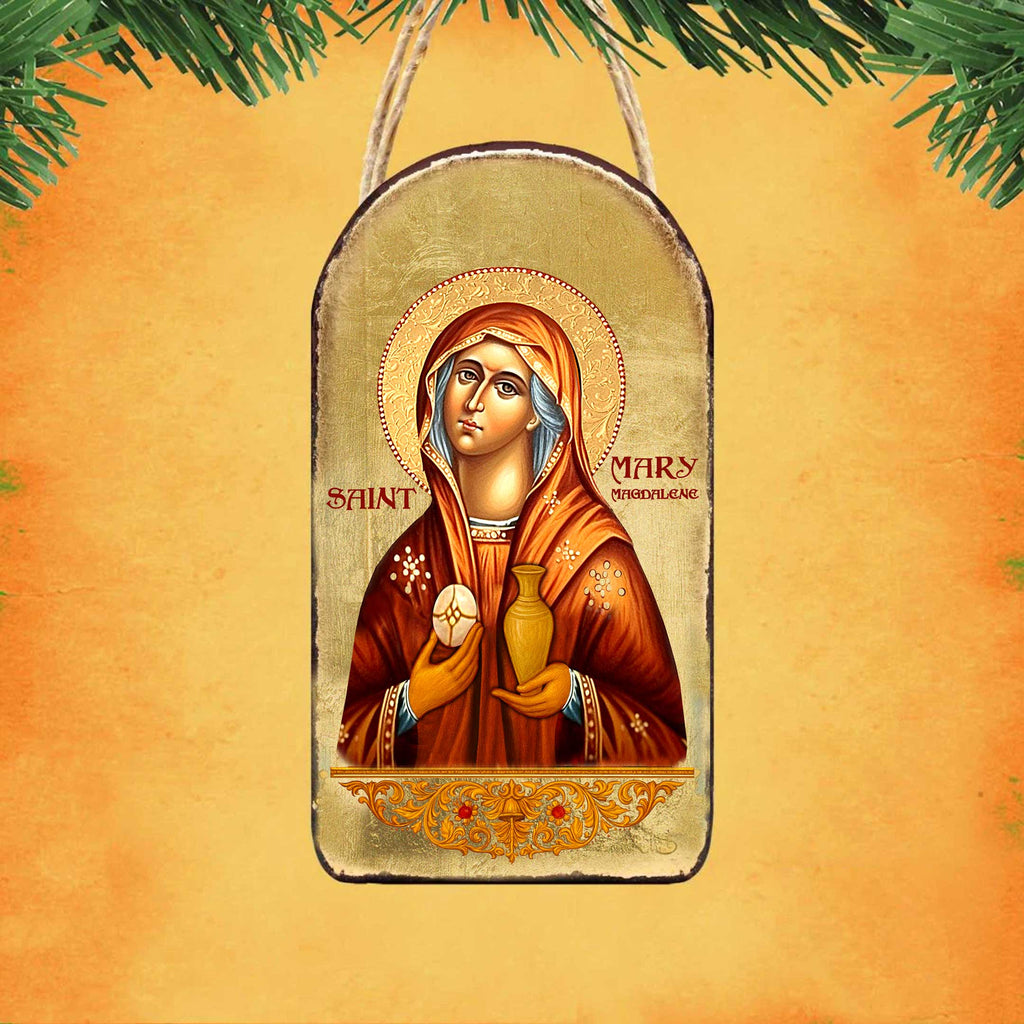 a religious icon of St. Mary of the Flower, with the text