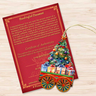 Santa's Train Wooden Ornaments Set of 3 by G. Debrekht - Christmas Decor - 8100199S3